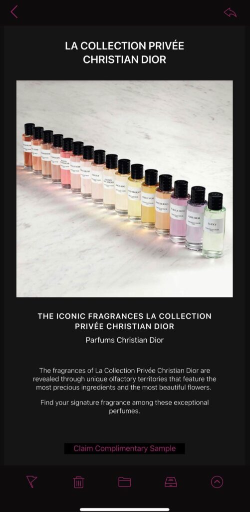 La Collection Privee Christian Dior Fragrances sample