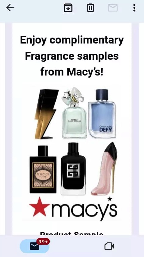 Macys perfume sample box Product Sample