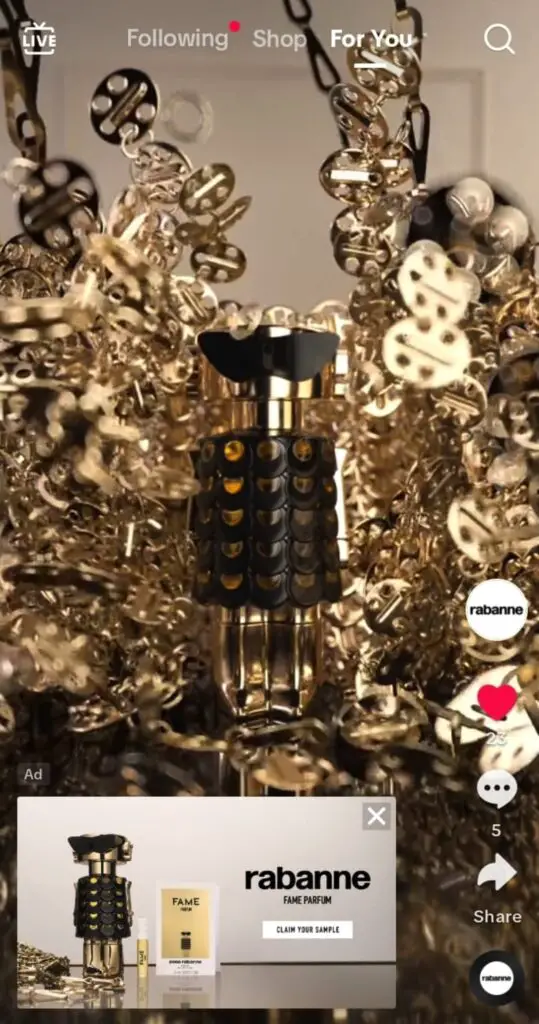 Paco Rabanne Fame Perfume sample advert tiktok