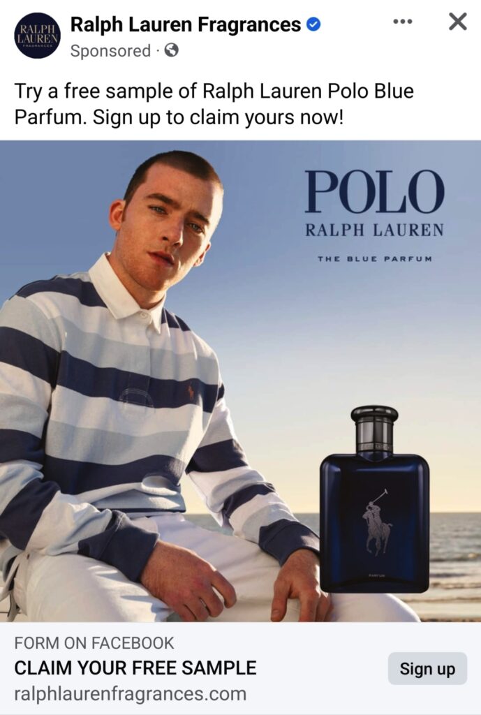 Ralph Lauren Polo Blue sample ad facebook