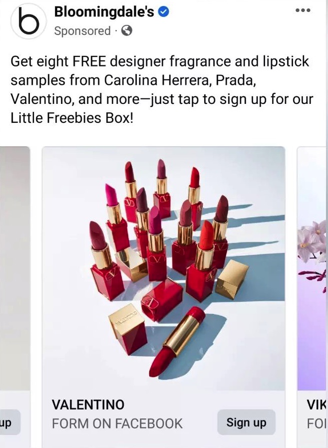 Bloomingdales Little Freebies Box ad Valentino Lipstick