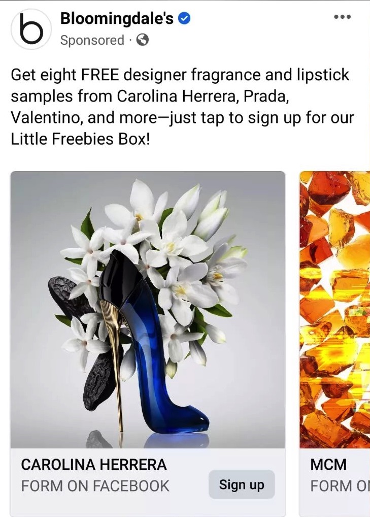 Bloomingdales Little freebies box ad Carolina Herrera