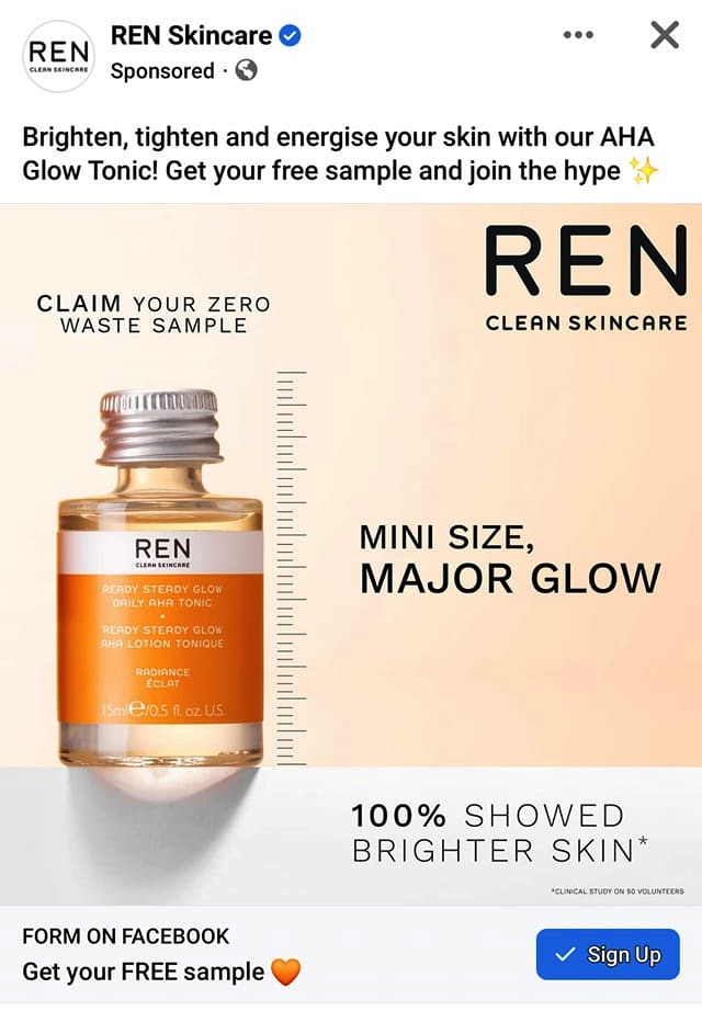 REN AHA Tonic sample ad