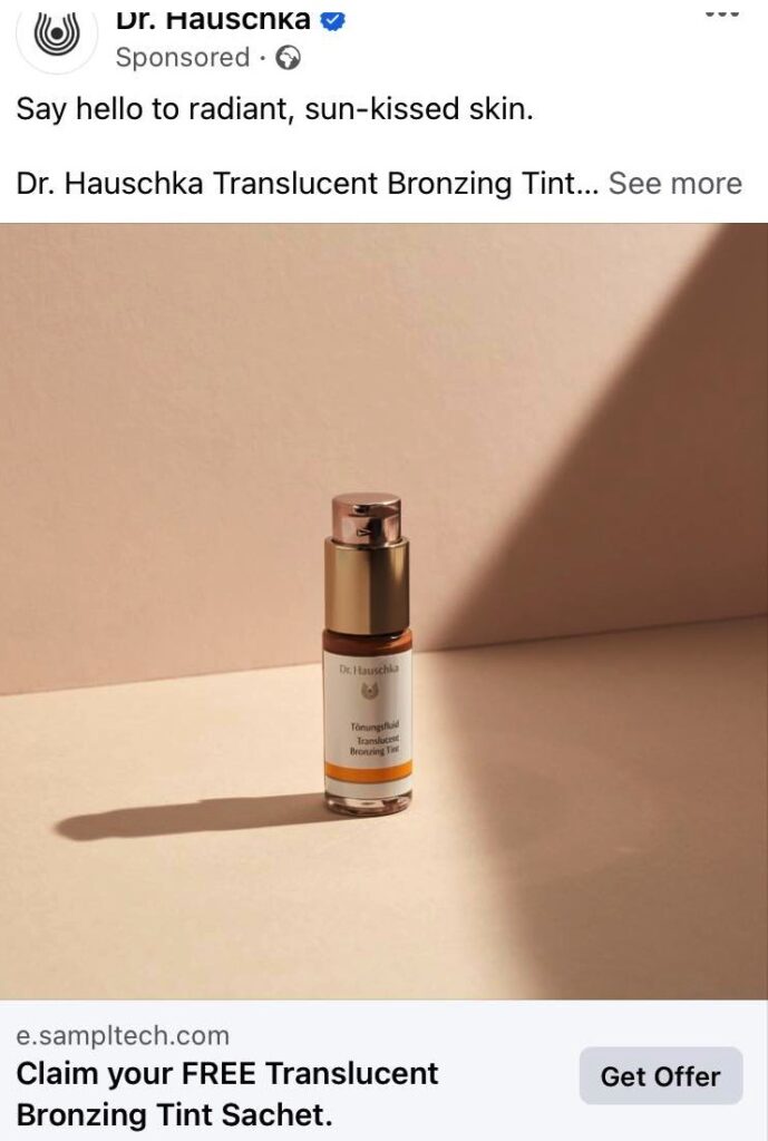 Dr Hauschka Translucent Bronzing Tint sample ad facebook