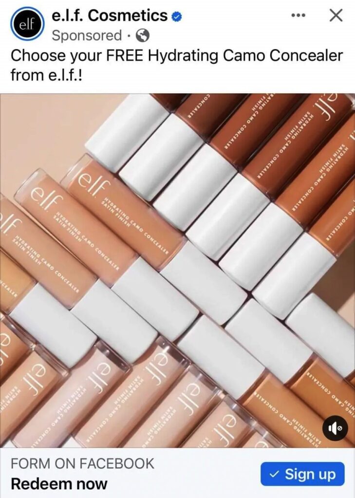 ELF Hydrating Camo Concealer sample ad facebook