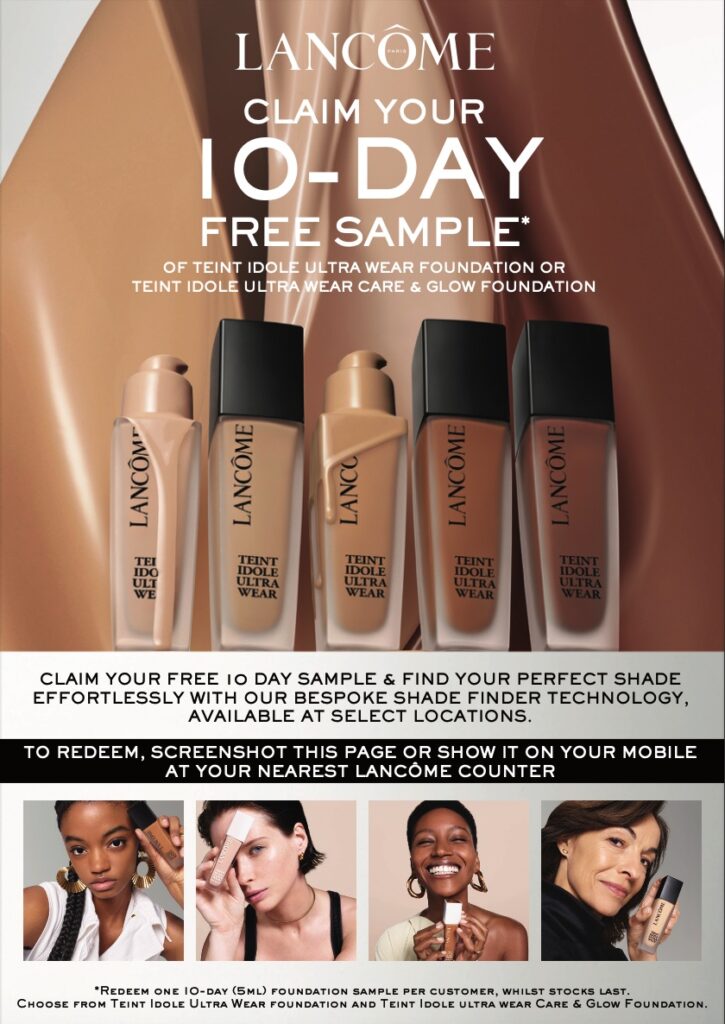 Lancome Foundation sample voucher UK