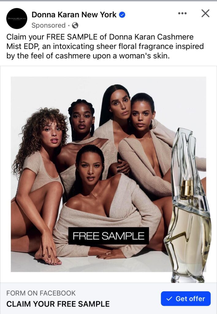 donna karan cashmere mist sample ad facebook