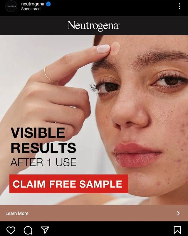 Neutrogena Stubborn Acne Blemish Patches sample ad instagram