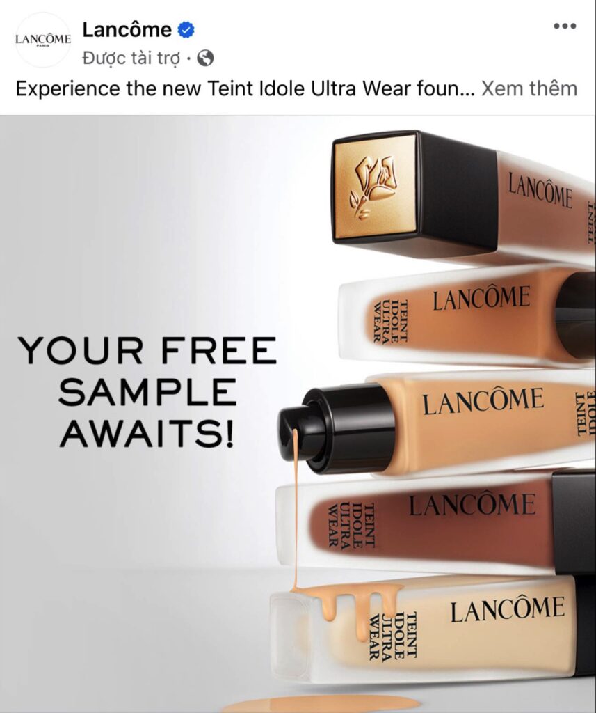 Lancôme Teint Idole Foundation sample ad facebook