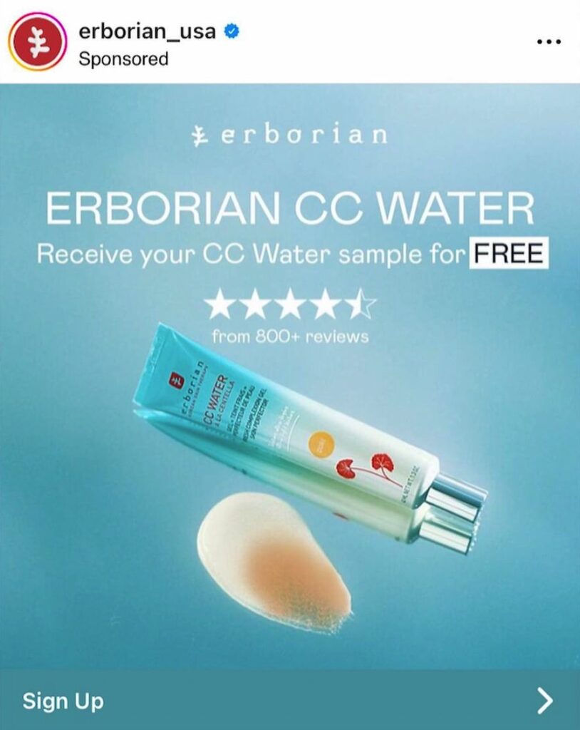 erborian cc water sample