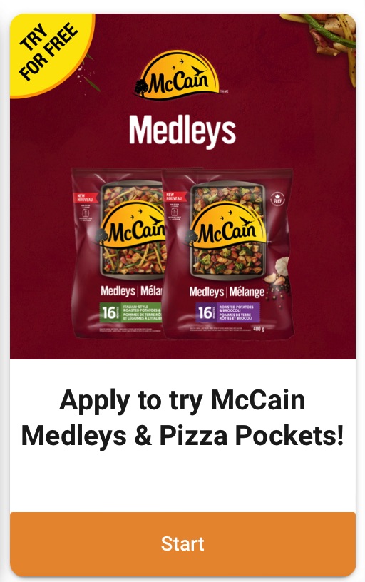 free McCain Pizza Pockets or Medleys Mission on Shopper Army