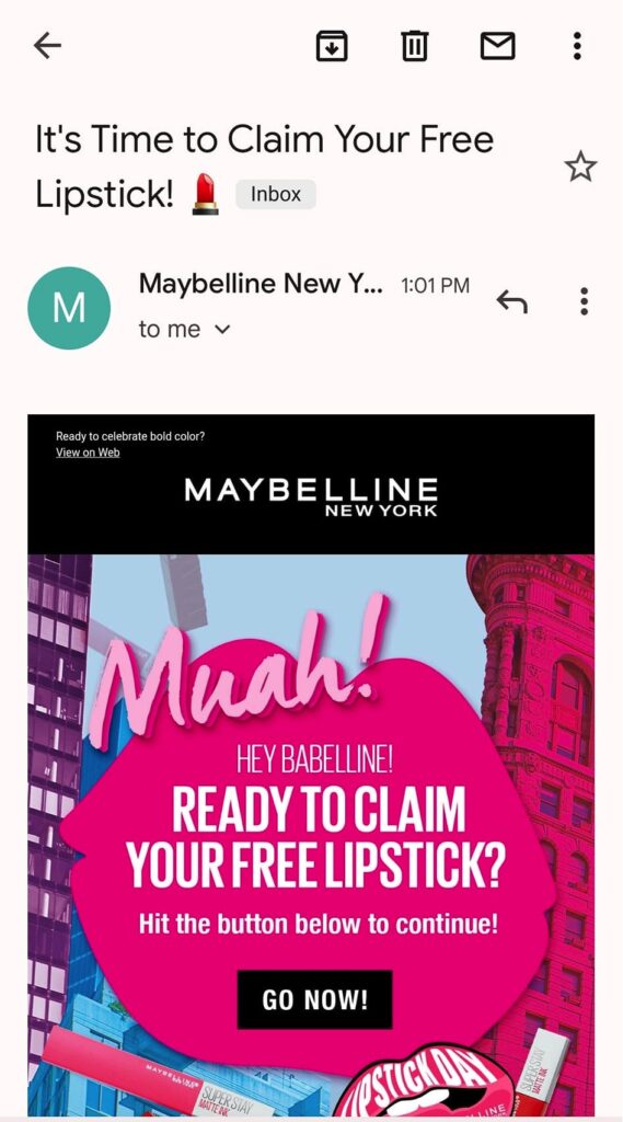 Free Maybelline Super Stay sample email