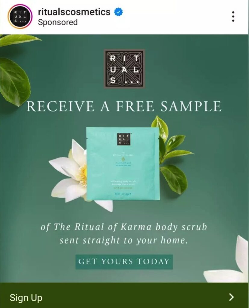 Rituals Body Scrub sample ad instagram