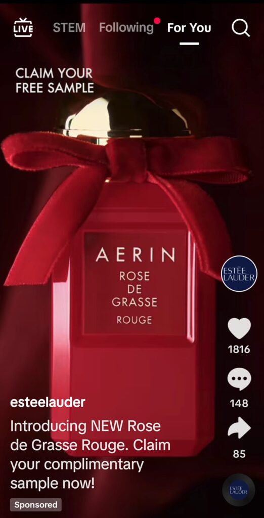 Aerin Rose de Grasse sample ad tiktok