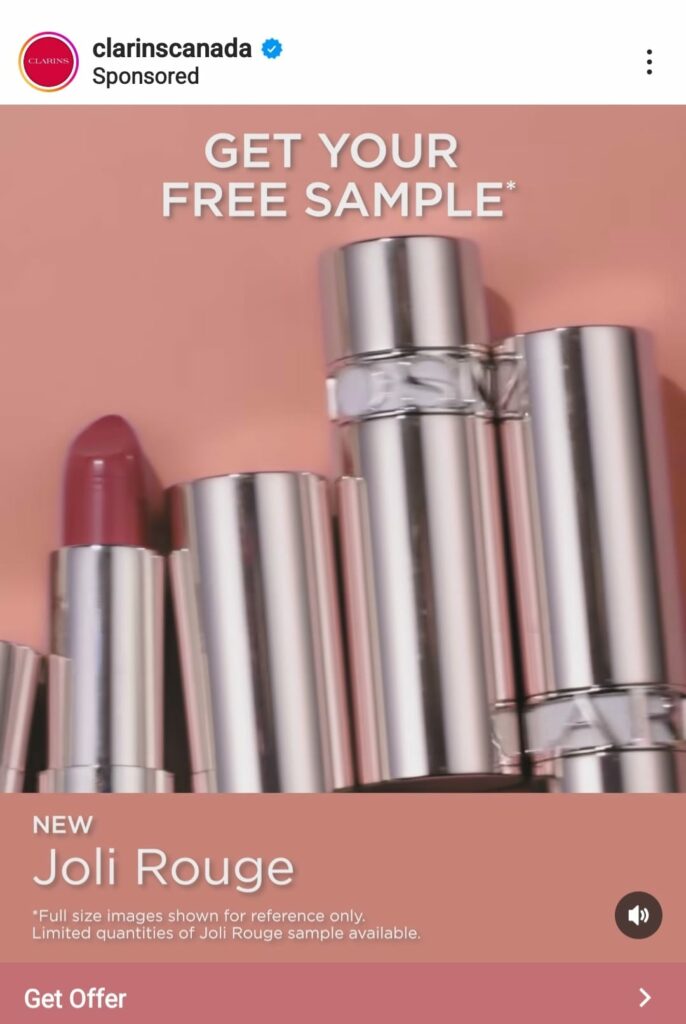 Clarins Lipstick sample ad instagram