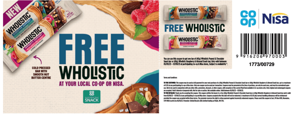 Free Wholistic Snack bar coupon metro