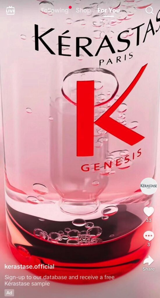 Kérastase Genesis sample ad tiktok