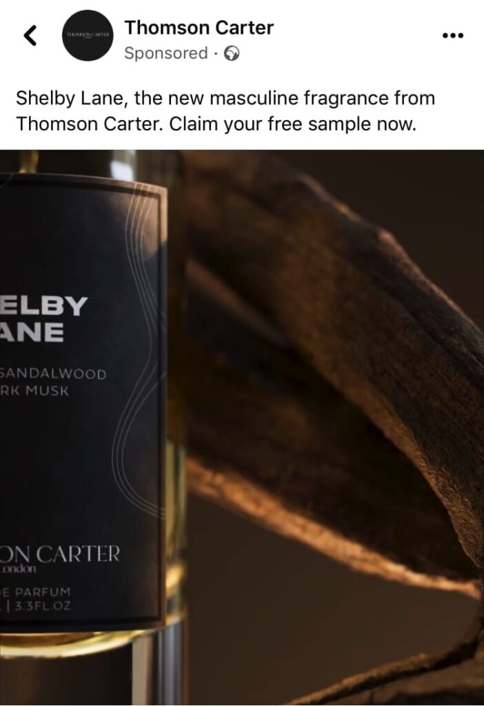 Thomson Carter Shelby Lane sample advert Facebook