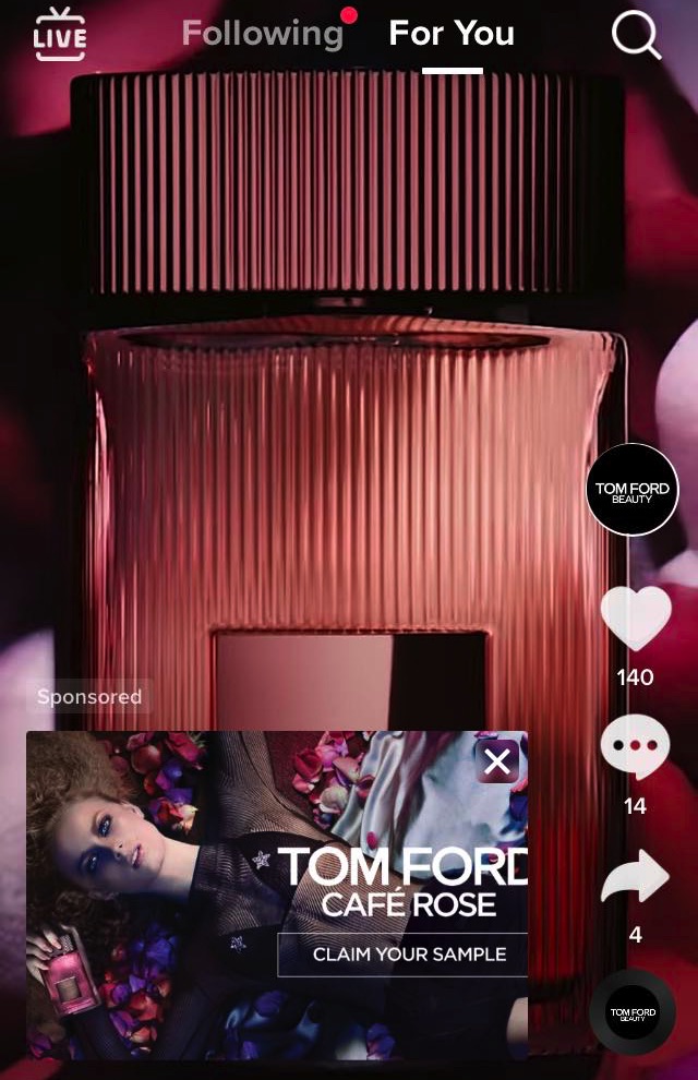 Tom Ford Cafe Rose sample ad tiktok