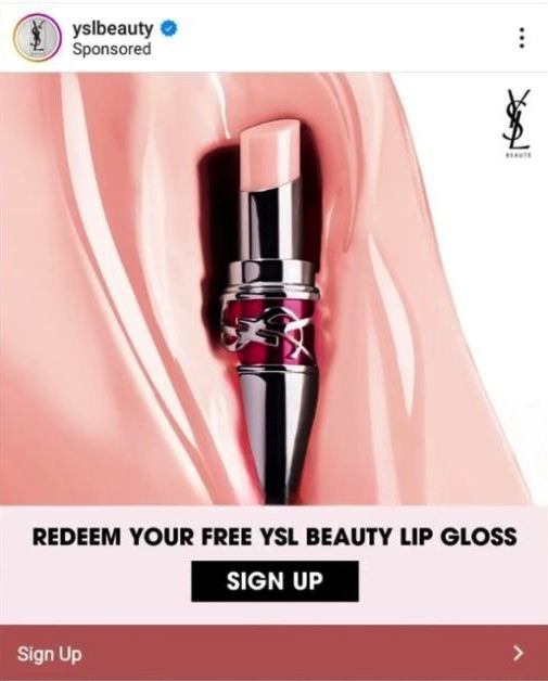 YSL Lipgloss sample ad instagram