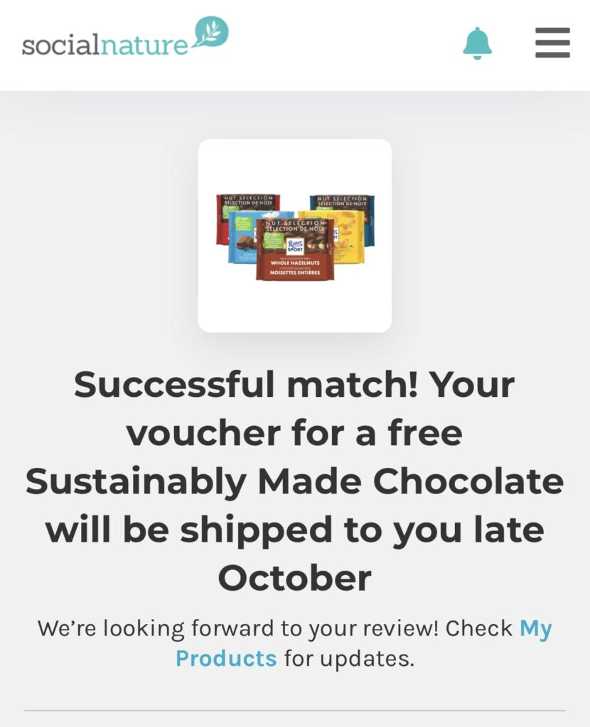 Free Ritter Sport Chocolate Bar voucher social nature