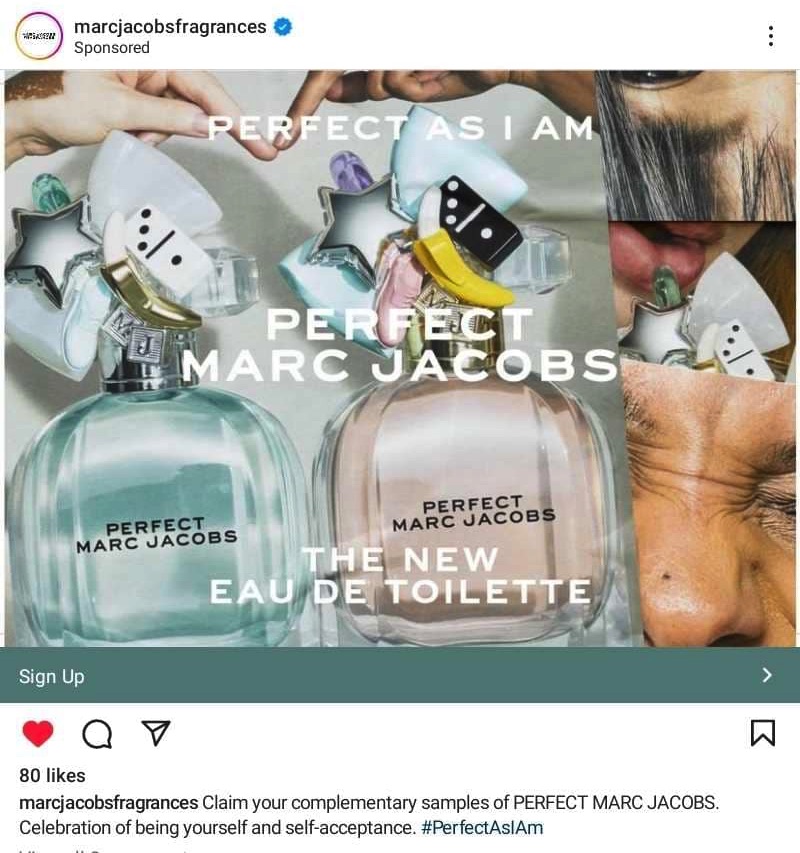 Marc Jacobs Perfect sample ad instagram
