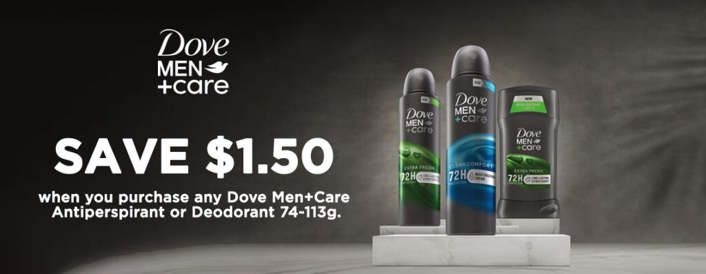 Dove Men+Care Deodorant and Antiperspirant Coupon