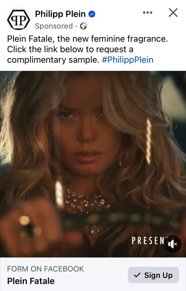 Philipp Plein Fatale sample ad facebook