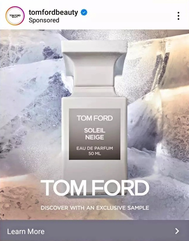 Tom Ford Soleil Neige sample ad instagram