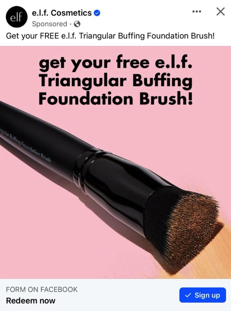 ELF Foundation Brush ad on Facebook