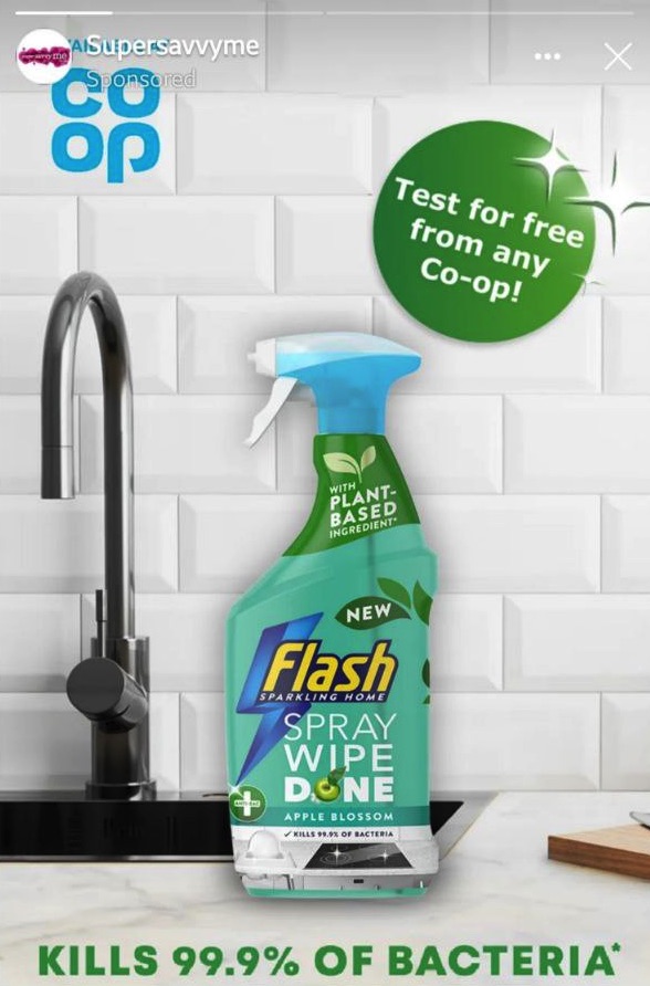 Free Flash Spray Wipe Done ad instagram