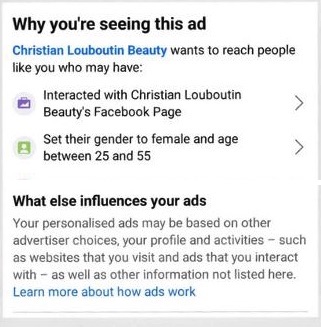 Louboutin Mascara sample ad details facebook