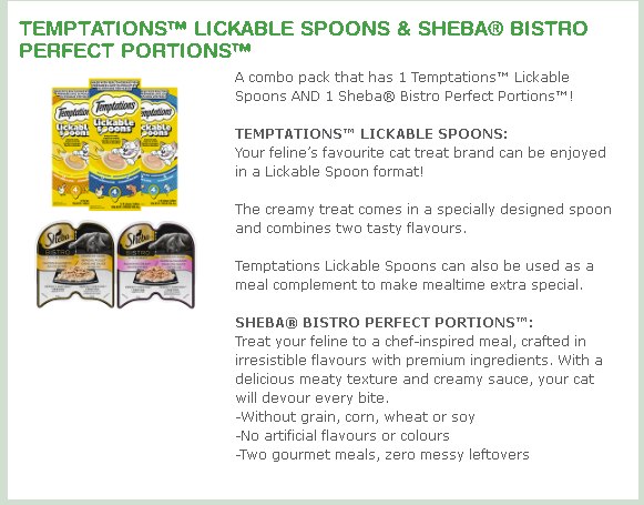 Sheba Bistro Perfect Portions + Temptations Treats sample Source