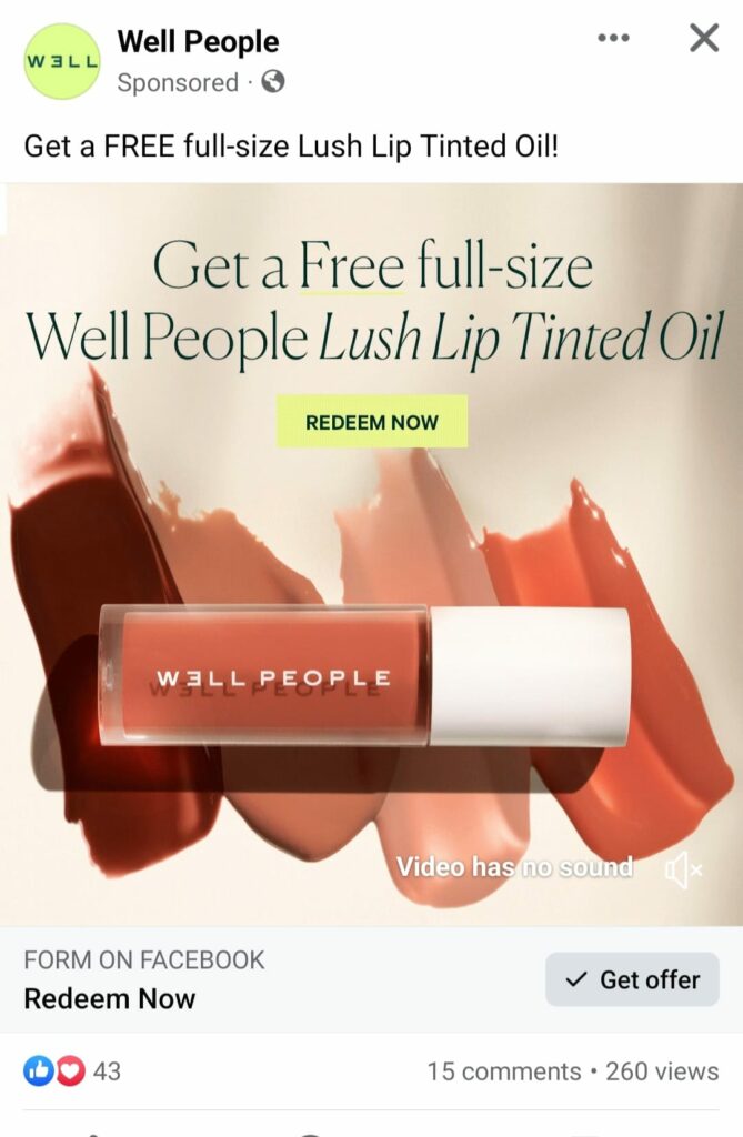 Well People Lip Tinted Oi sample ad facebook