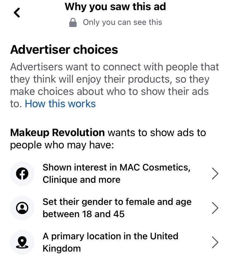 Makeup revolution foundation sample ad targeting details