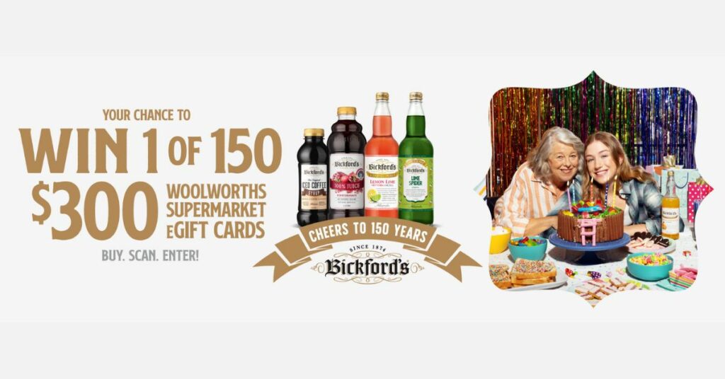Win 1 of 150 Woolworths eGift Cards Bickfords 150 Promotion