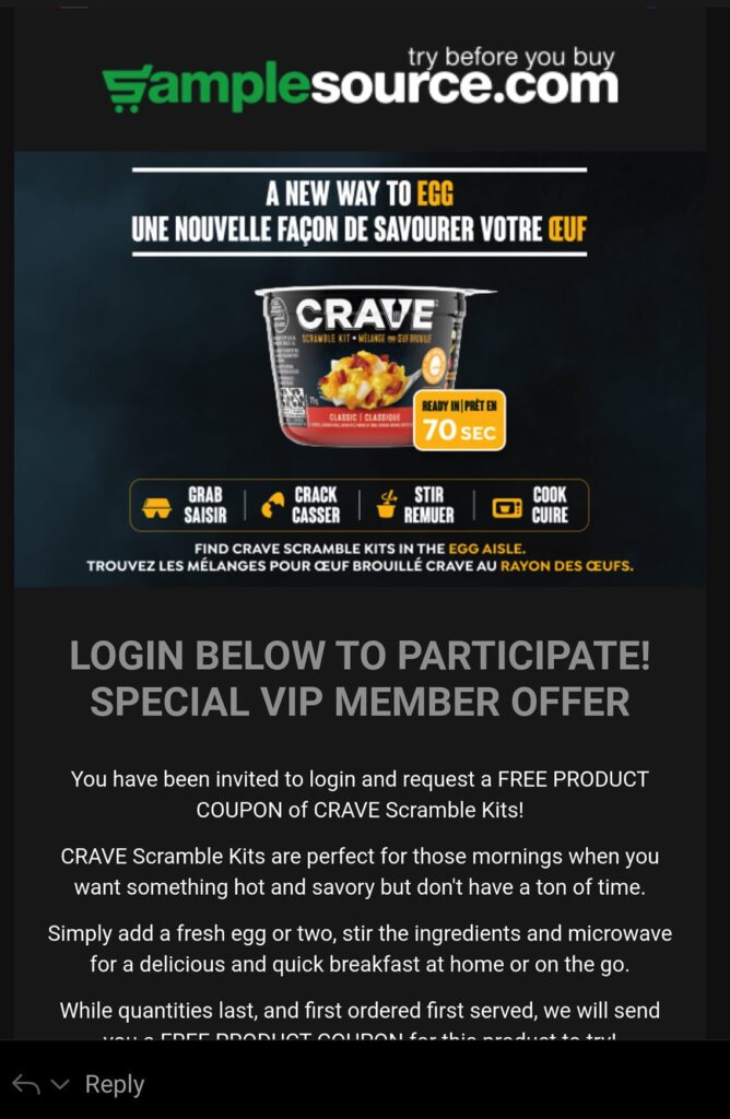 Free Crave Scramble Kit Sample Source