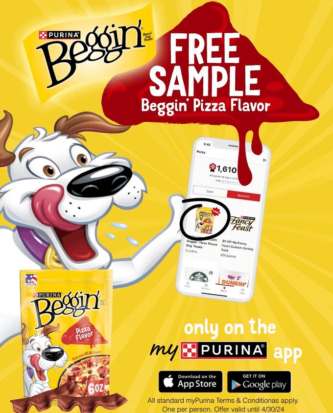Purina Beggin Pizza Dog Treats sample MyPurina App