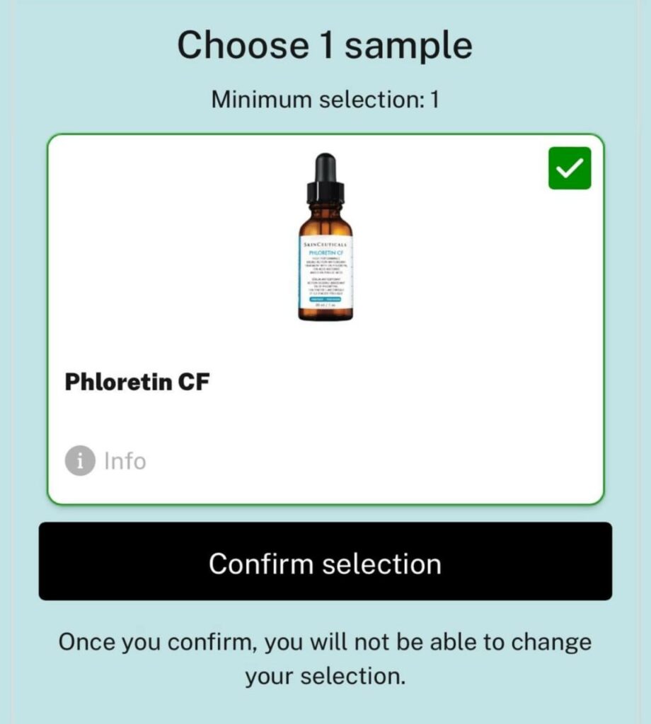 SkinCeuticals Serum samples Phloretin CF Sampler