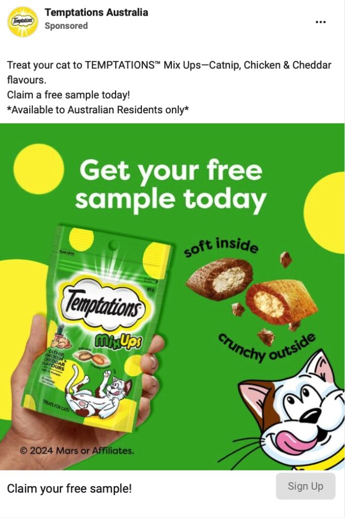 TEMPTATIONS™ Mix Ups sample ad on Facebook