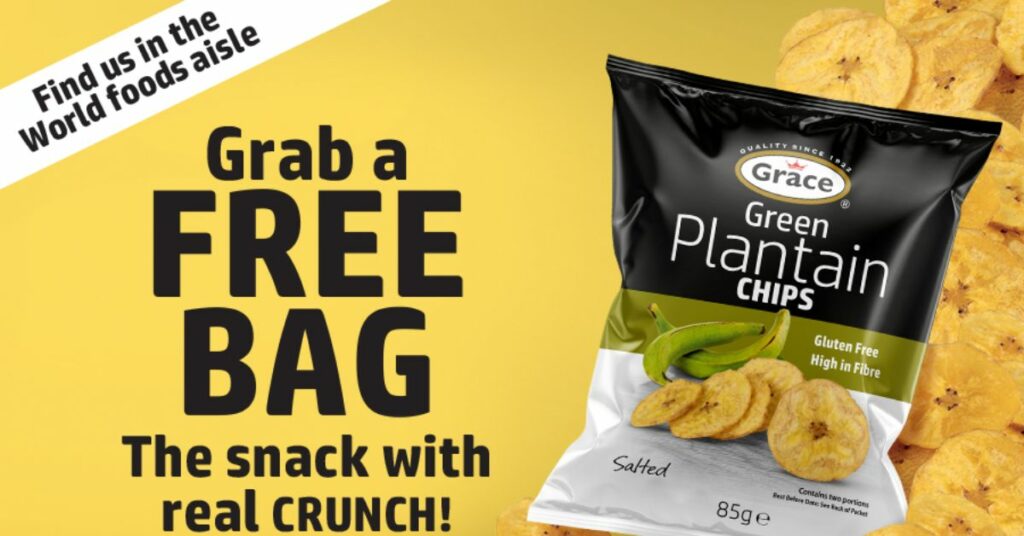 Free bag of Grace Plantain Chips