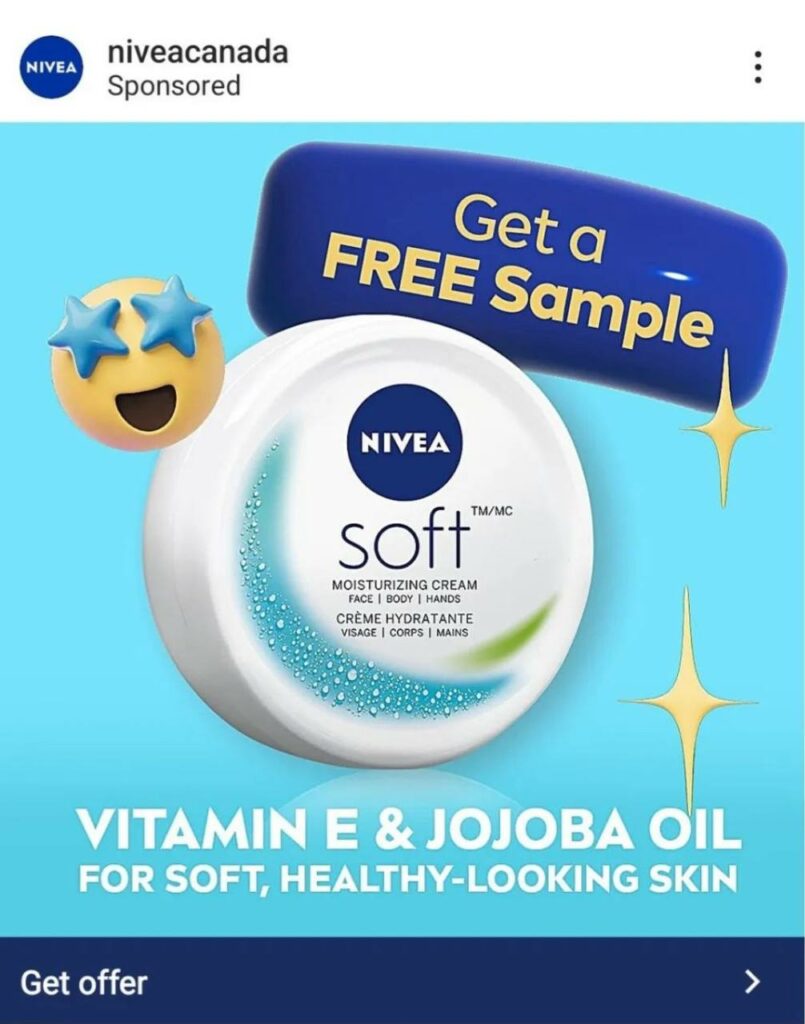 NIVEA Soft sample ad on Instagram