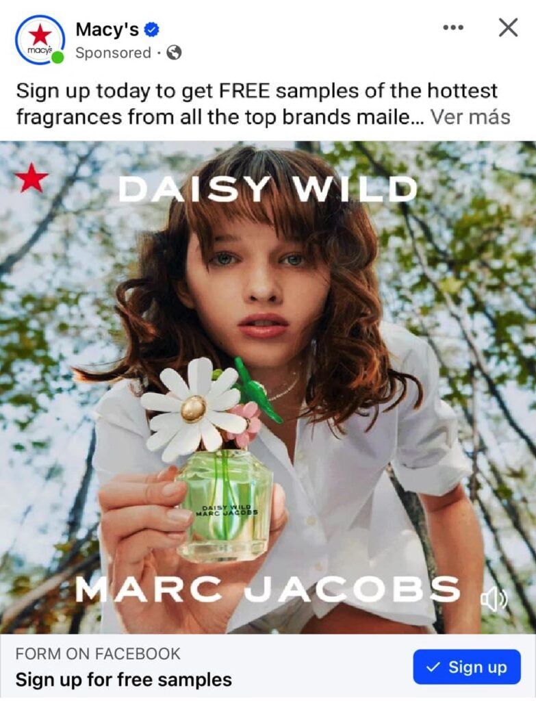 Marc Jacobs Daisy Wild sample Macys box