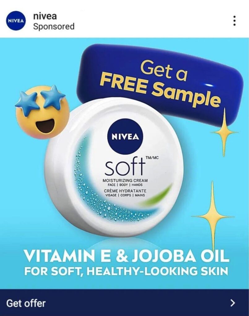 NIVEA Soft Cream sample ad on Instagram