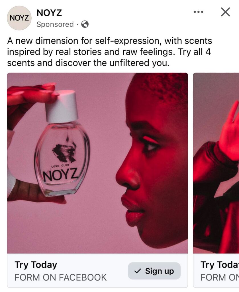 NYOZ Fragrances Sample ad on Facebook