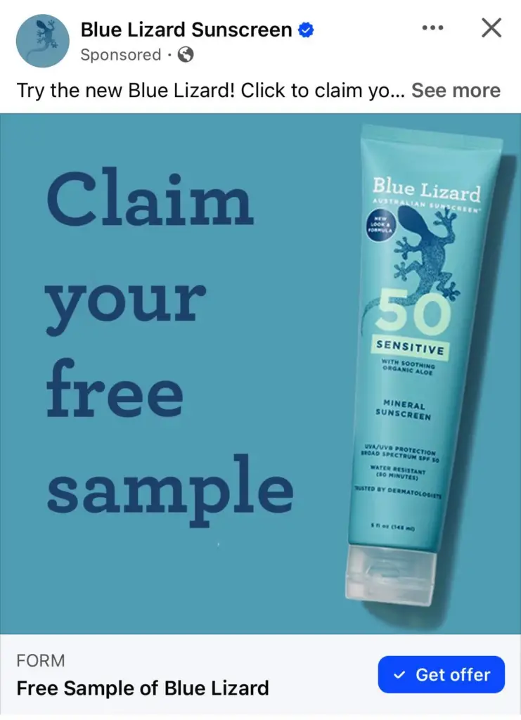 Blue Lizard Mineral Sunscreen Sample