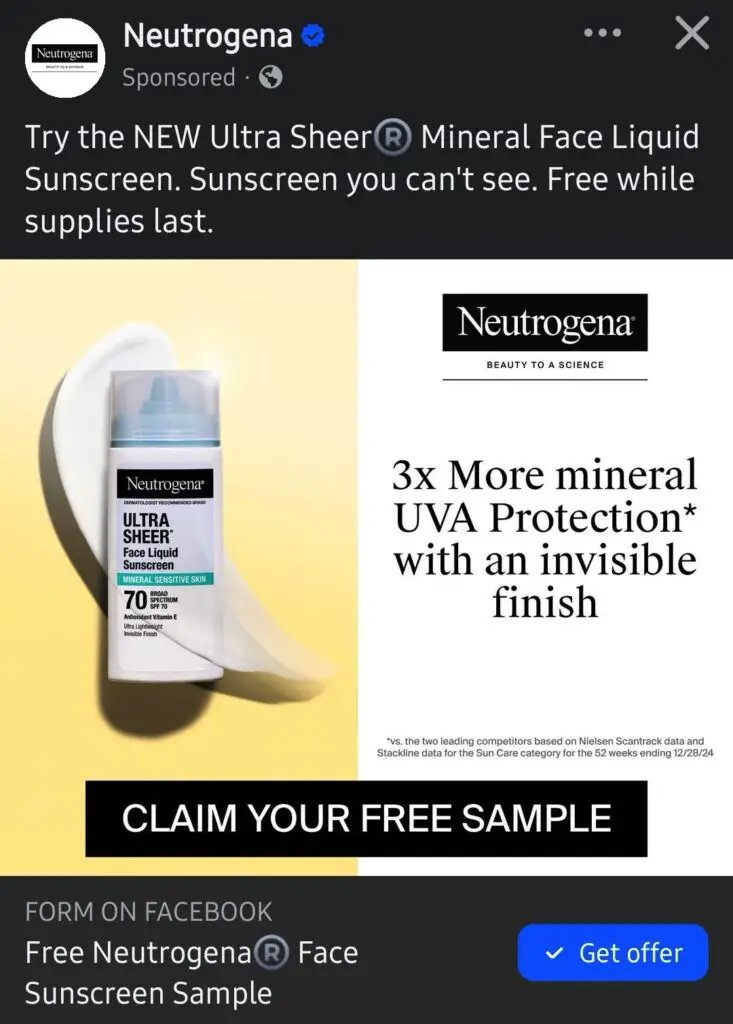 Neutrogena Mineral Face Sunscreen Sample