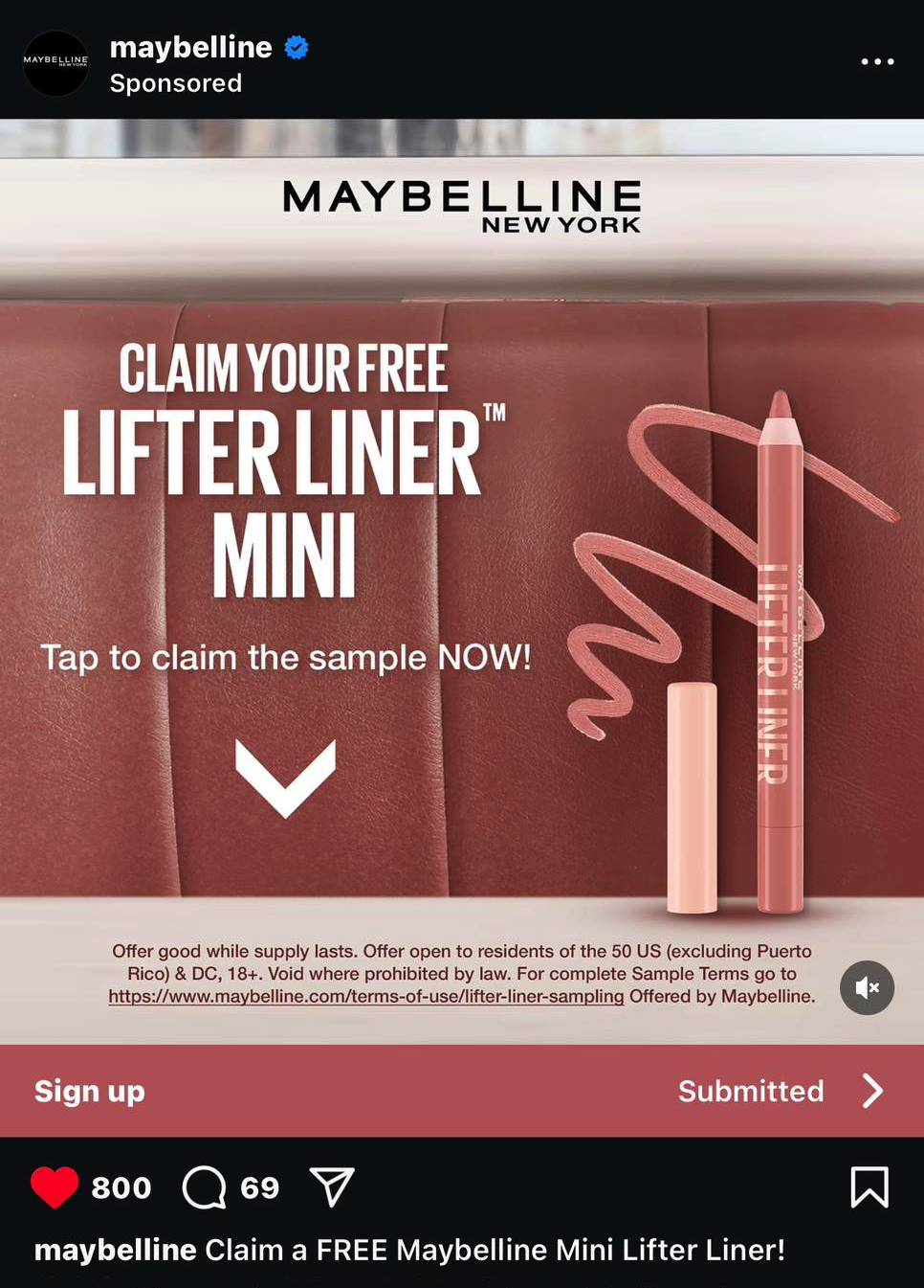 Maybelline Mini Lifter Liner Sample Get me FREE Samples Maybelline Mini Lifter Liner Sample Get me FREE Samples